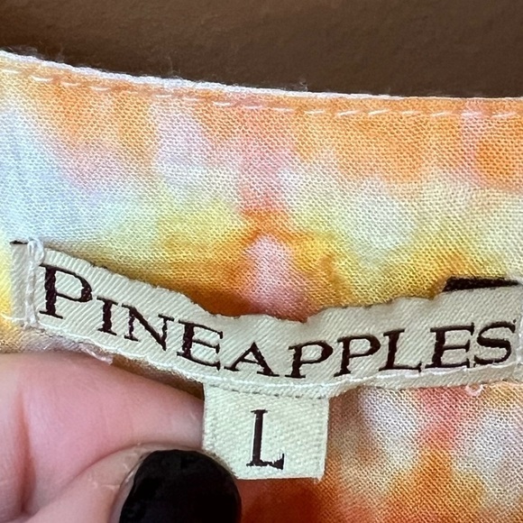Pineapples Orange Tie Dye Maxi Dress Fairy Beachy Boho Size L Flowy Long - Picture 5 of 7
